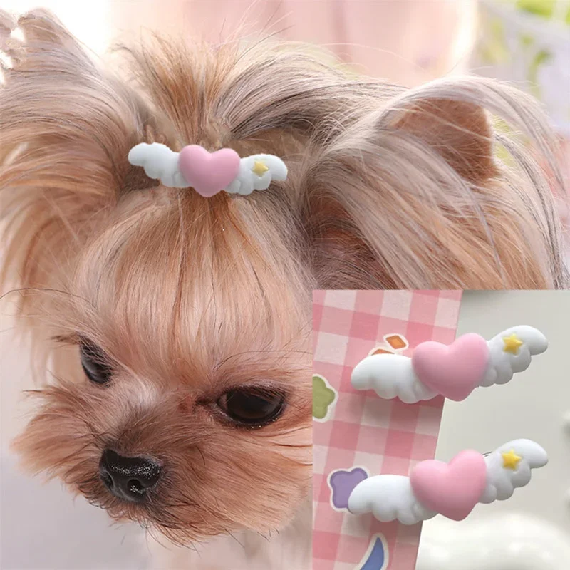 Cute Dog Heart Wings Hairpins